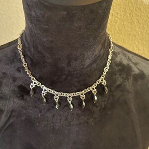 Brighton Silver Necklace and bracelet with Black Teardrop Accents